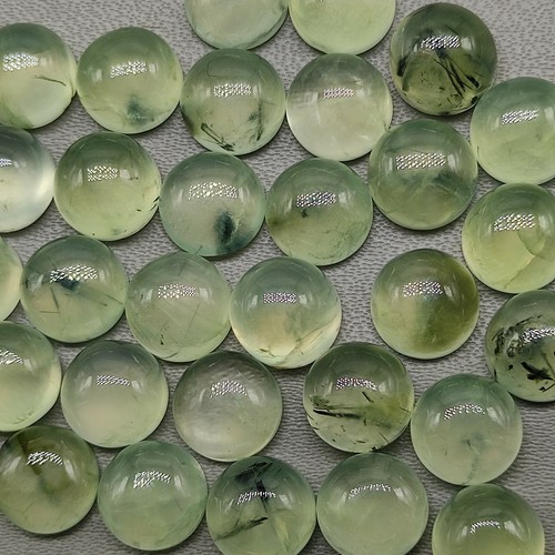 Calibrated sizes green prehnite cabochon round shape wholesale gemstone GV42 AU - Picture 3 of 8