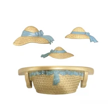 4 Pc Vintage Homco Burwood Wall Hang Decor Bonnet Hat Shelf Plaques Decor MCM