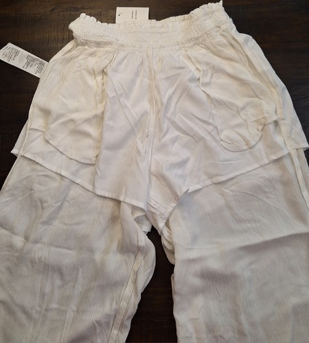 NWT Hollister Ultra High Rise Wide/Split Leg 100% Viscose Beach Pant Sz S White - Picture 9 of 16