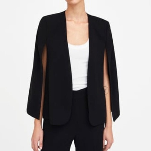 SELTENER ZARA OFF BLACK CAPE BLAZER JACKE MIT SCHLITZEN BLOGGER GR. XS NEU - Bild 6 von 6