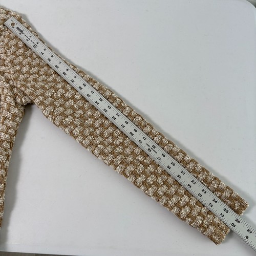J Crew Tweed Cardigan Sweater Women M Tan Brown Button Front Linen Blend CD422 - Picture 8 of 11