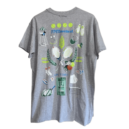 Free people movement Nina oversized tennis tee gray large new - Picture 2 of 11