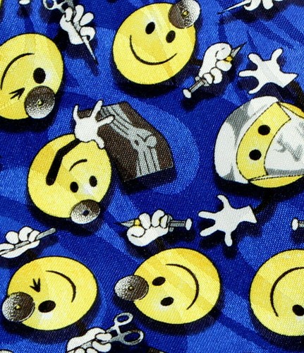 Dr Smiley Face Men's Necktie Surgeon Nurse Doctor Shot Medical Blue Neck Tie  - Picture 3 of 4