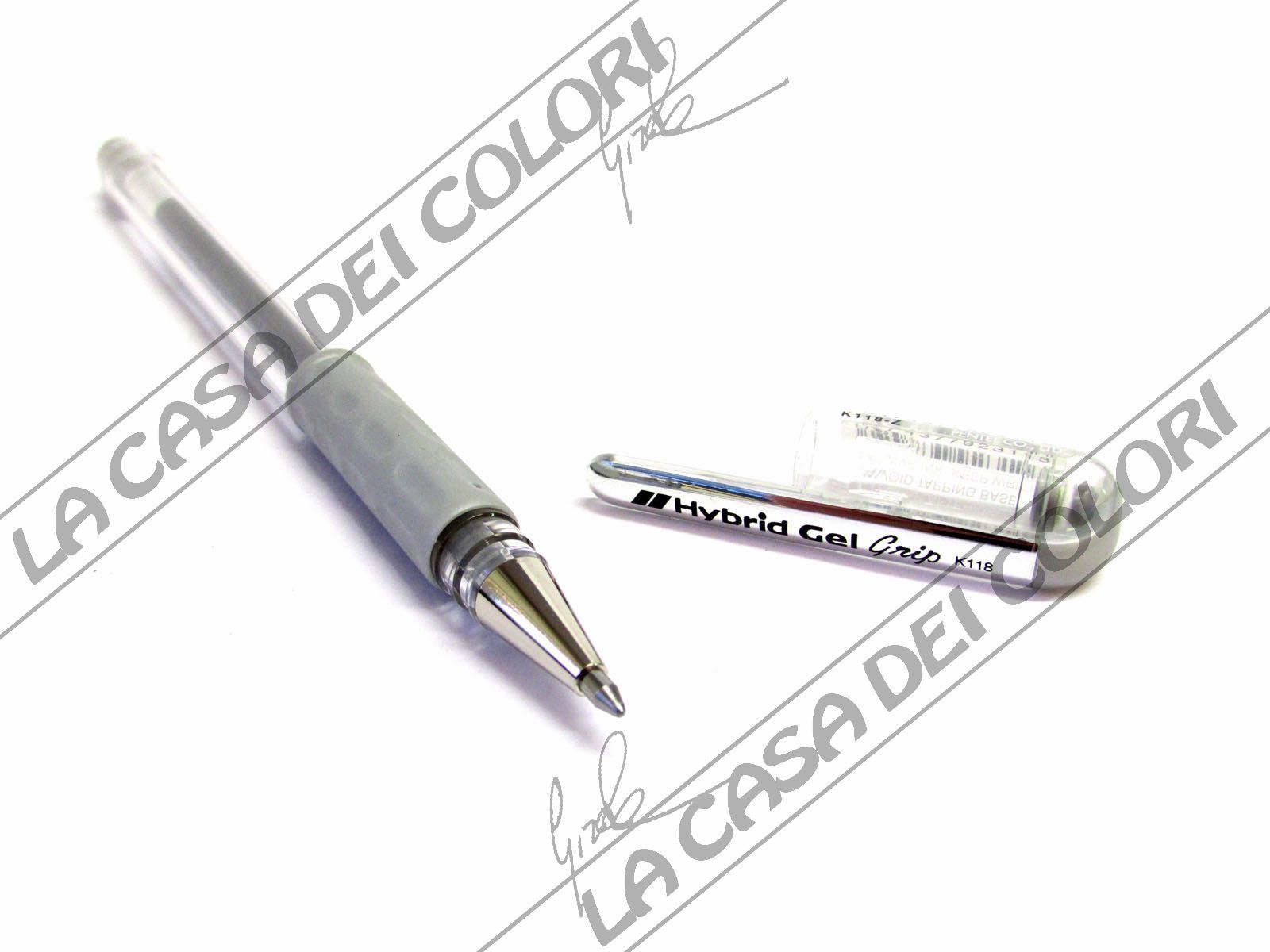 PENTEL - HYBRID GEL GRIP - COLORE ARGENTO - PENNA A SFERA