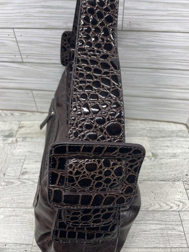 Aldo Brown Faux Leather Shoulder Bag Top And Side Zip - Picture 9 of 17
