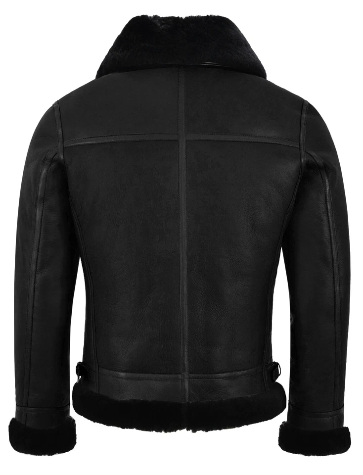 Men's B3 Air force Real Shearling Sheepskin Leather Jacket Aviator Pilot Reagan - Image 2 of 4