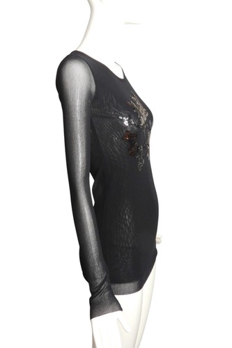 FUZZI- Black Sequin Knit Top, Size Medium - Picture 3 of 6