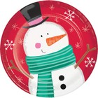 Jolly Characters Snowman Christmas Paper 8 Ct 7" Dessert Cake Plates