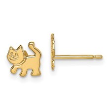 14k Yellow Gold Childrens Kitten Post Earrings