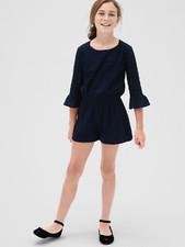 Gap Kids Girl's Navy Blue Lace Bell Sleeve Shorts Romper Sz. L Large 10 NWT