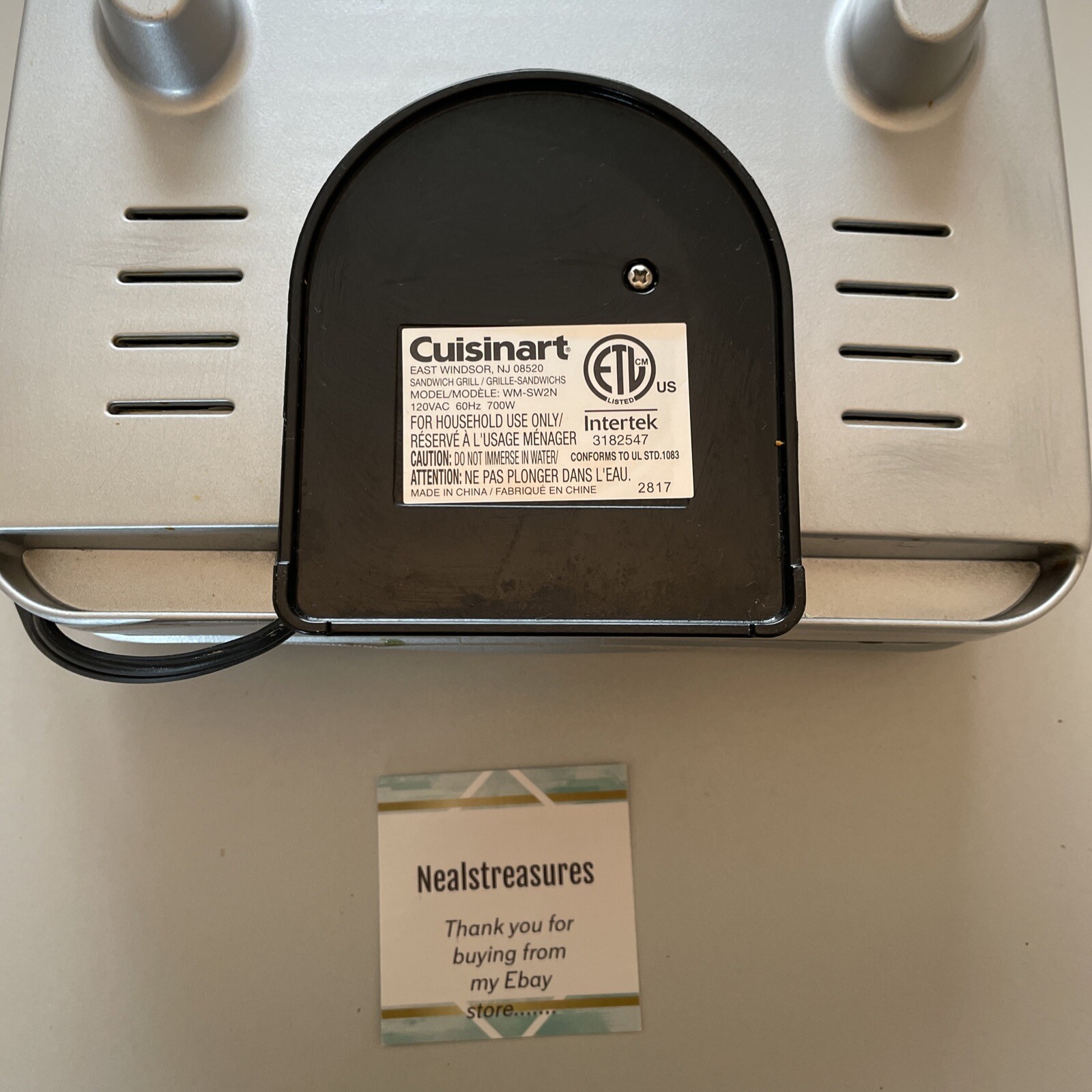 Cuisinart WMSW2N Electric Sandwich Grill Silver Works eBay