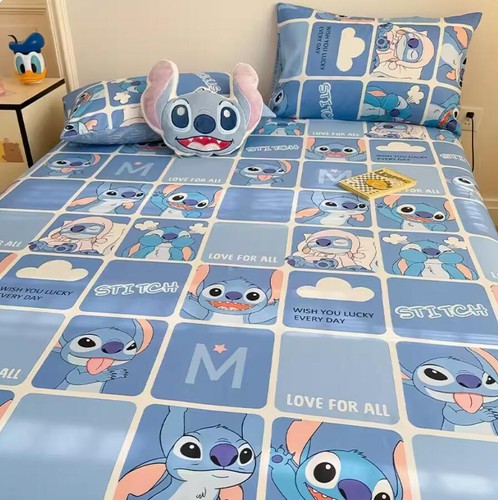 Lilo&Stitch Cartoon Kids Bed Decor Set Fitted Sheet Single/Double/King Size - Bild 1 von 9