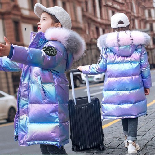 Winter Girls Warm Coat Hooded Faux Fur Parka Kids Travel School Jackets Outwear - Picture 18 of 20