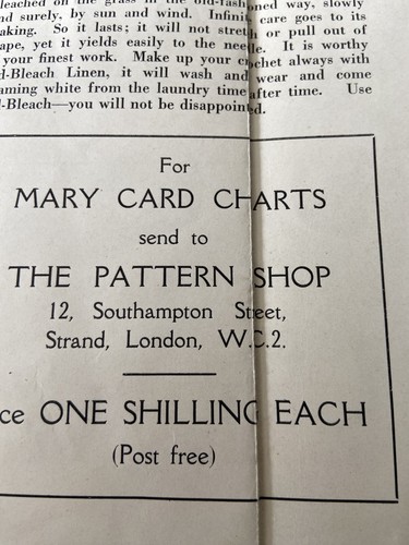 Tarjeta Mary Vintage Crochet Chart Nº 56 Robin & Clematis Té o Cena Paño En muy buena condición - Imagen 7 de 8
