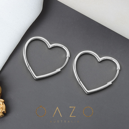 18K Gold Silver Plated Ring Hoop Earring Hoop Cuff Love Heart Large Earrings - Picture 2 of 8