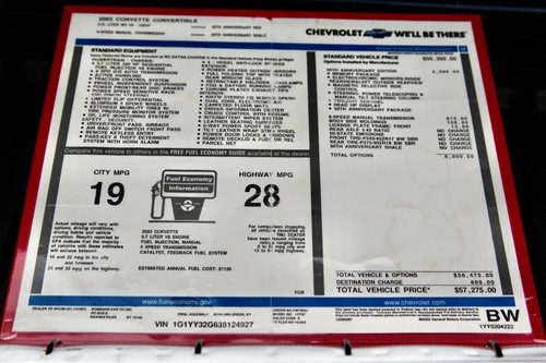 Chevrolet Corvette C5 50th Anniversary Convertible, manual - 6000 miles from new - Picture 23 of 24