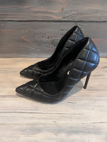 Steve Madden VALA mehrfarbige gesteppte Stilettos Pumps mit Absatz schwarz Größe 5