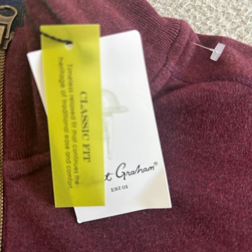 Robert Graham Quarter Zip Sweater Mens Small Burgundy Half Zip Bordeaux NWT - Picture 16 of 21