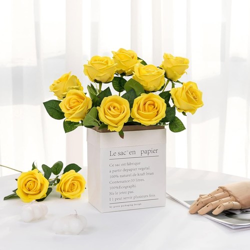 12PCS Artificial Roses Silk Flowers Fake Roses Bouquet Long Stem for Home - Picture 6 of 9