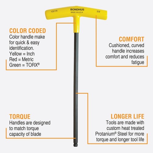 10-Piece Balldriver T-Handles Set with Welded Steel & Comfort Grip for Easy Use - Picture 4 of 8