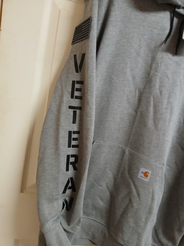 Carhartt Para Hombre FR Gris VETERANO Sudadera Trabajo Sudadera con Capucha XL Reg-NUEVO CON ETIQUETAS-Calce Suelto Bandera - Imagen 8 de 10