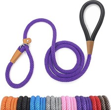 Dog Leash Slip Lead 6FT Purple Dog Training Leash Strong Heavy Duty Braided No