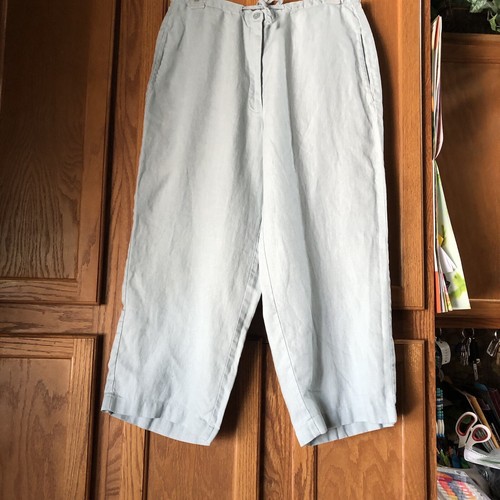 LL Bean Women’s Premium Washable Linen Pull-On Wide Leg Pants Blue Size 10P *RD - Picture 4 of 12
