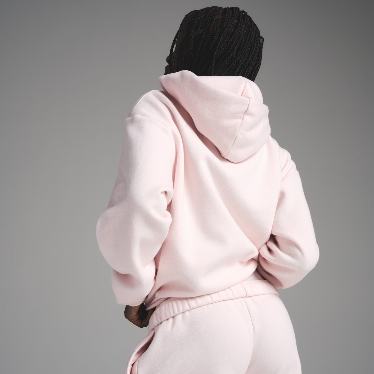 Skims Cotton Fleece Classic Zip Up Hoodie in Barely Pink
