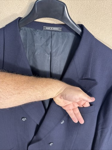 Conte Di Milano 46R Navy doppiopetto 6 sei bottoni pizzo risvolto lana testurizzata - Foto 3 di 16