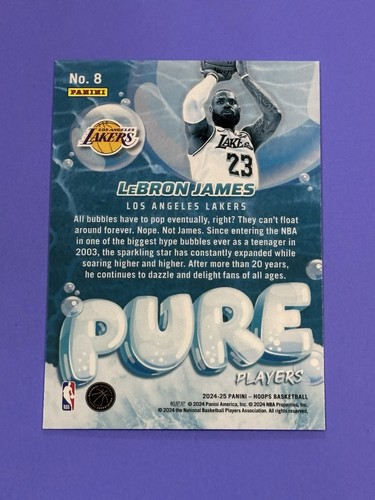 2024-25 Panini NBA Hoops LeBron James Pure Players #8 Los Angeles Lakers (Q) - Foto 2 di 2