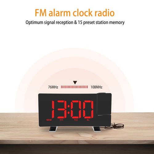 Clock Multifuctional Projection FM Radio Alarm Clock With USB Charging Port - Picture 6 of 7