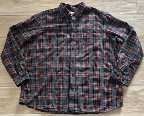 LL Bean Flanell Button Down Hemd Herren XXL grau, rot, grün kariert Outdoor