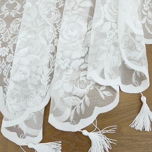 Transparenter weißer Volant für Küche kleines Fenster 18" B x 52" L (1er Pack) Spitze-1 - Bild 7 von 8