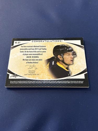 2017 LEAF IN THE GAME USED PATCH JACK EICHEL The National SP /10 RC - Bild 2 von 4