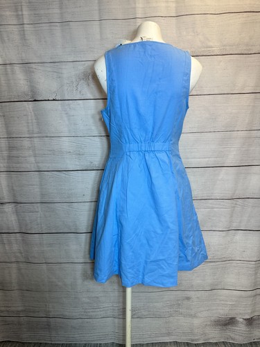🌼 A New Day - Fit & Flared Mini Dress Women's 8 - Blue Cotton Blend V-Neck NWT - Picture 4 of 7