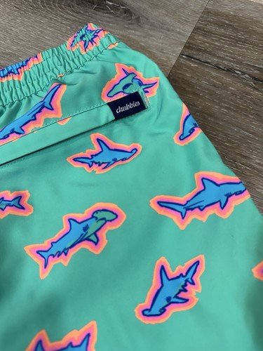 Chubbies Youth Medium 10/12 Swim Trunks Mesh Lined Blue Lil Apex Swimmers Sharks - Picture 6 of 9