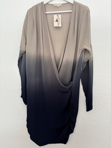 Gold Hawk Sheer Silk Wrap Long Sleeve Ombre Slip Dress sz M NEW Retail $300 - Picture 5 of 10