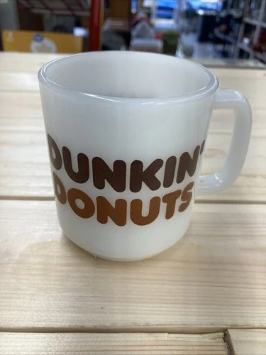 1970s Vintage Dunkin' Donuts Mug Glasbake Milk Glass Coffee Cup