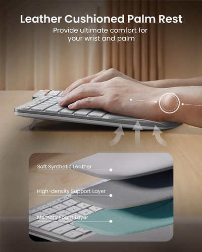ProtoArc Backlit Bluetooth Ergonomic Keyboard, EK01 Plus Full Size Wireless Spli - Picture 6 of 7