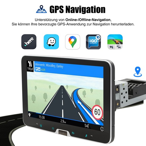 Autoradio GPS Navi WIFI 1 DIN 360° Drehbar Bildschirm 4+64GB Android 14 Carplay - Bild 7 von 16