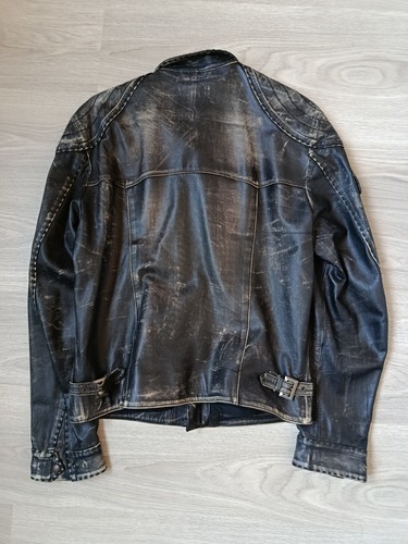 Guaglianone AW2002 Archive Asymmetric Distressed Goatskin Black Leather Jacket M - Picture 12 of 13
