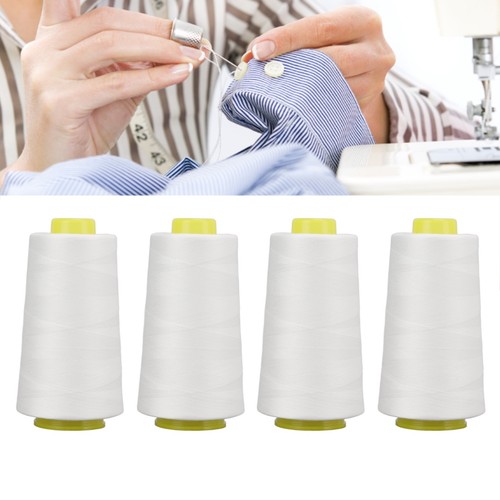4Pcs Serger Thread White Premium Polyester Sturdy Wear Resistant Widely Used BST - Picture 15 of 22