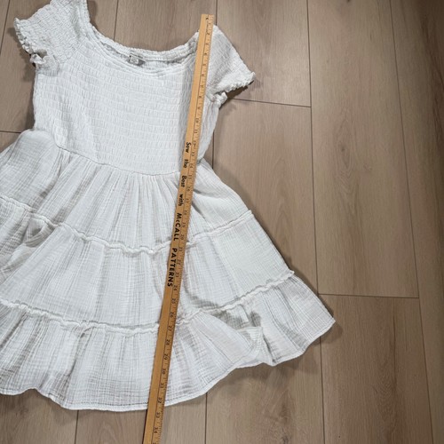 American Eagle White Tiered Smocked Sundress Short Sleeve Casual Dress Size L - Picture 9 of 10