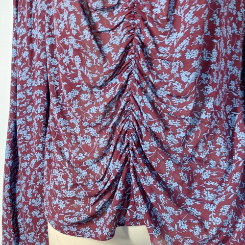 Hush Carla Top Bluse Größe 10 rot blau Ditsy Print geraffte Vorderseite lange Ärmel neu mit Etikett - Bild 9 von 17