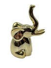 Mini Elephant Figurine Shiny Gold Tone Home Accent Animal Mammal Trunk Up Read