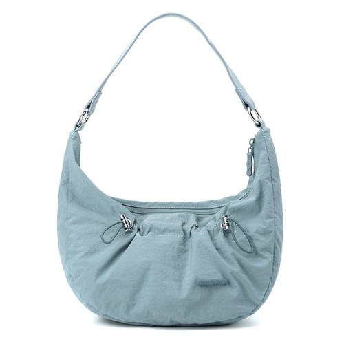 Solid Color Pleated Drawstring Shoulder Bag Large Capacity Dumpling Bag - Picture 12 of 16