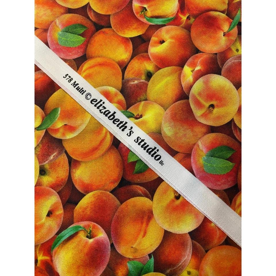 Tela Melocotones Melocotón Aspecto Realista BTHY Algodón Novedad Fruta Festival Foto 2 de 2