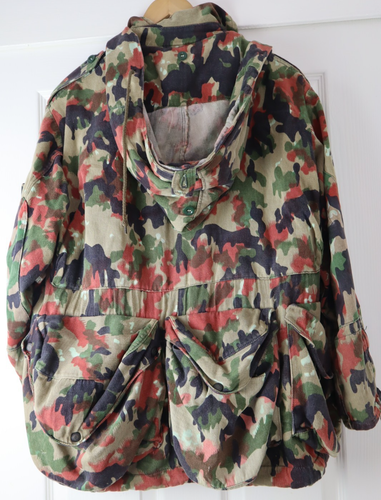 Vintage 1966 Swiss Alpenflage M70 Pocket Camo Hooded Field Jacket Large 52 VGC - Afbeelding 11 van 14