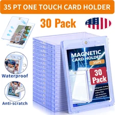 30Pack Magnetic Trading Sports Card Holders 35pt One-Touch Hard UV Protection