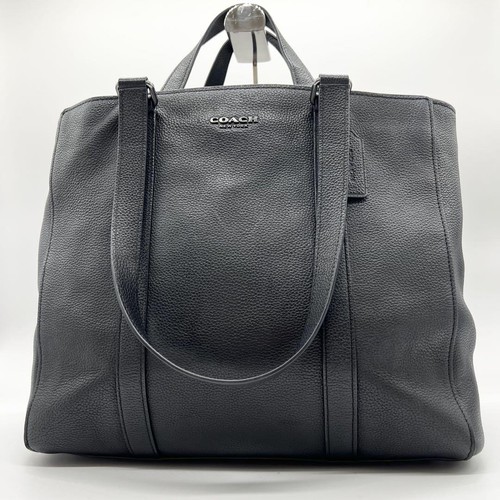 Coach Hudson Leather Tote Bag 2Way Black Grain Leather A4 Size from JP - Picture 2 of 16